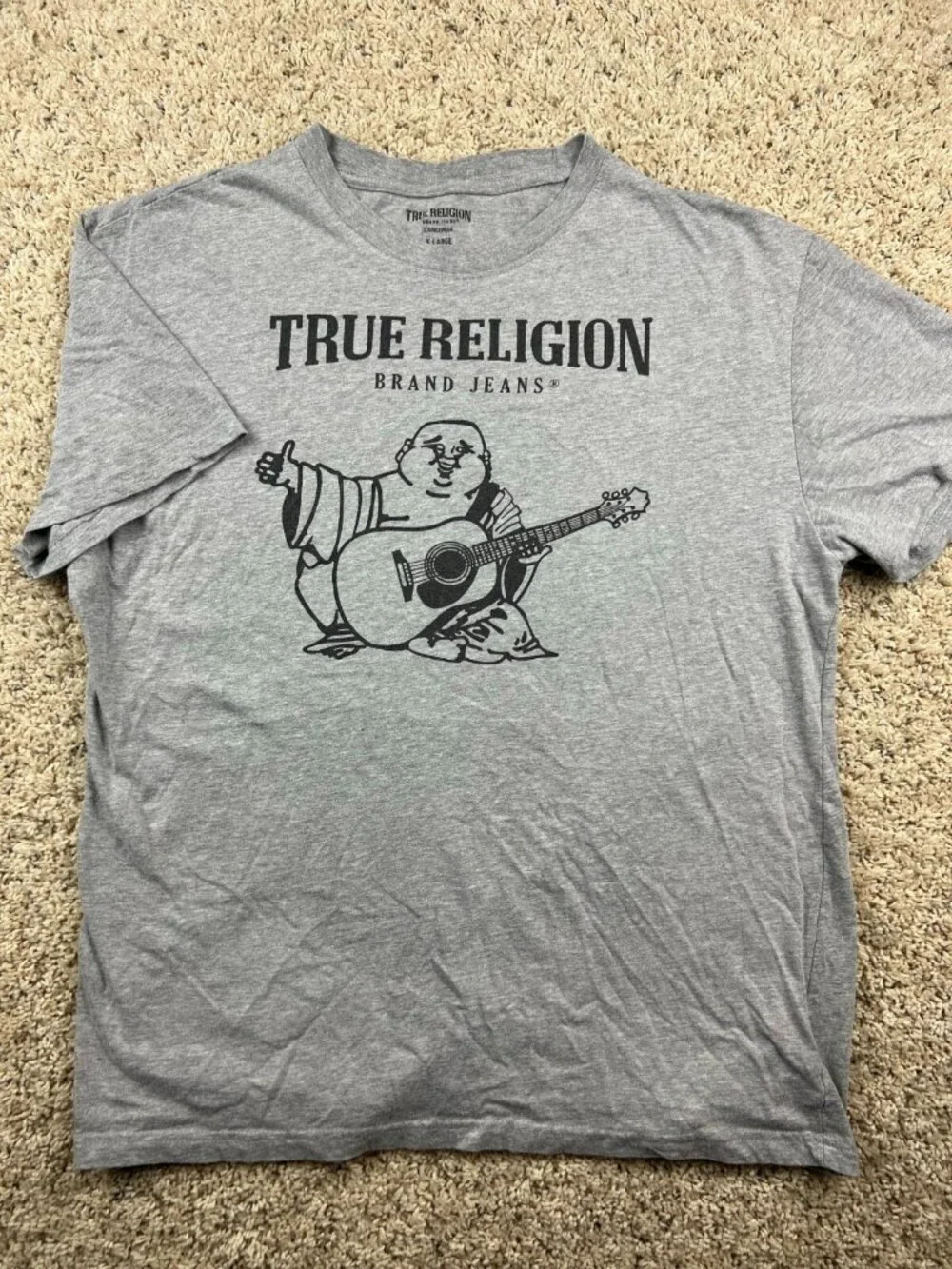 TRUE RELIGION LOUNGEWEAR BUDDHA GRAY T-SHIRT SIZE XL Cotton Poly Casual